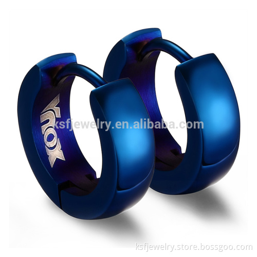 Custom Stainless Steel Blue Huggie Earring Simple Earrings Designs For Women And Man